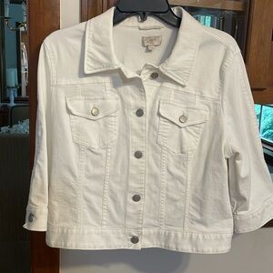 Loft white Jean jacket- like new worn only a few times. 95% Cotton 5% Spandex